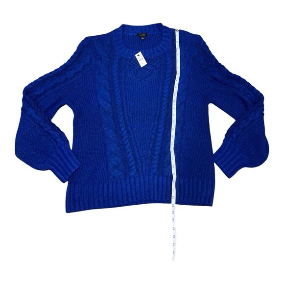 NWT Talbots Women’s Deep Blue Chunky Cable Knit Sweater Sz L Wool Blend Pullover - Picture 3 of 5